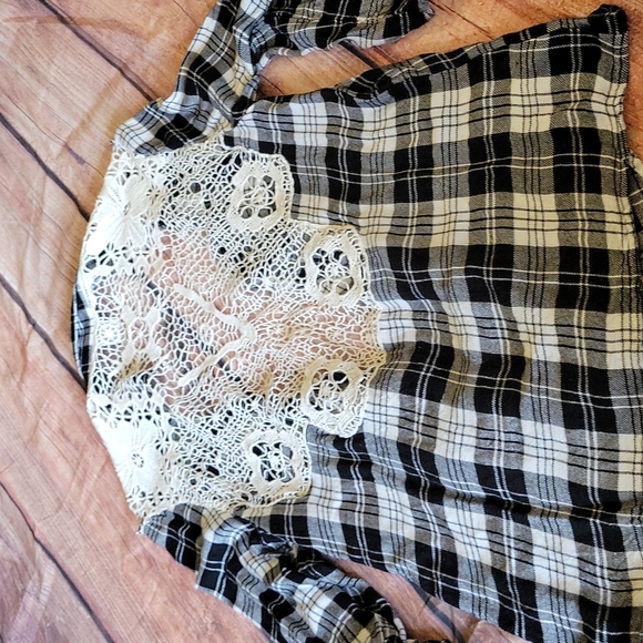 American rag- Plaid with lace cover up top - Picture 5 of 6